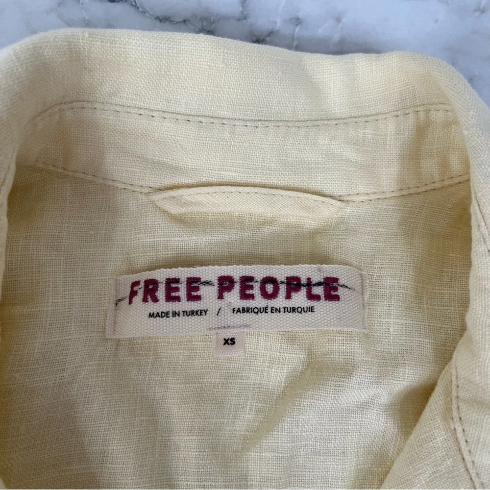 Free People Crossover Back Bennie Linen Double Breasted Blazer Butter Yellow
